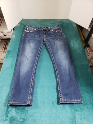Miss Me Jeans Size 28 Womens Blue Pants Stretch Studded Mid Rise Curvy Skinny