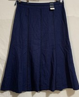 Mackay Navy A Line Lined Linen Mix Casual Midi skirt Size 16