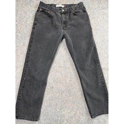 Levis 505 Regular Fit Jeans Mens 36x32 Faded Black Straight Leg Denim Pants