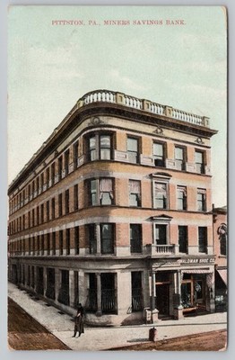 Pittston Pa Pennsylvania - Miners Savings Bank - Luzerne County - Postcard  1907