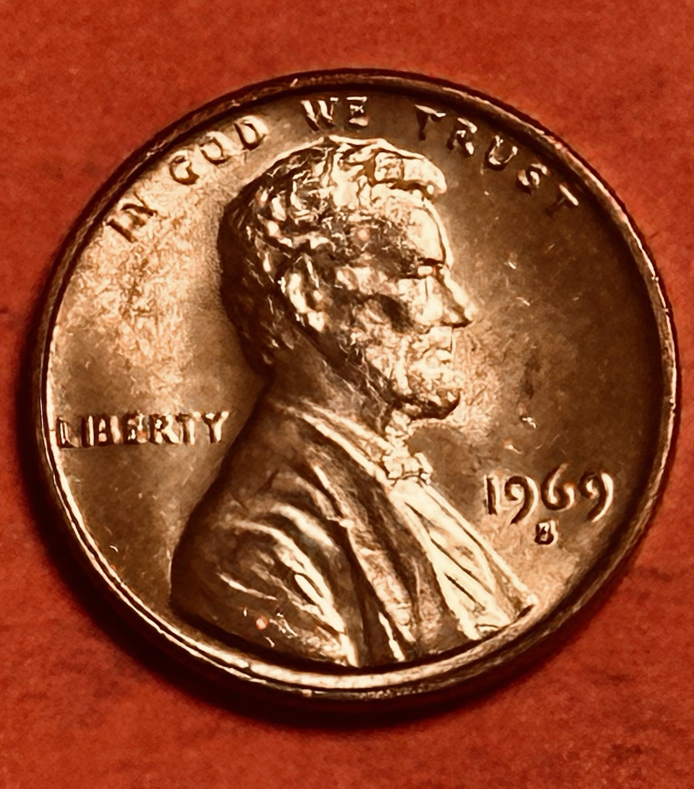 1969 S Lincoln Memorial Cent Red AU  🇺🇸 Slightly Circulated Coin #253