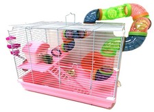 Pink 2-Levels Hamster Habitat Rodent Gerbil Mouse Mice Rats Animal Critter Cage