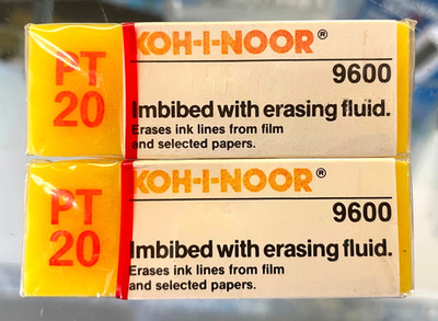 Lot of 2 Koh-i-Noor Ink Film Erasers 9600 PT 20 New Old Stock   Made in Germany