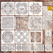 27 PCS Mandala Stencils Painting Wood Small Large Pattern Plastic Reusable