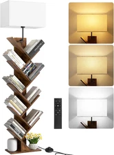 9 Tier Tree Bookshelf with Light, Remote & Timer, Modern Tall Floor Standing Boo