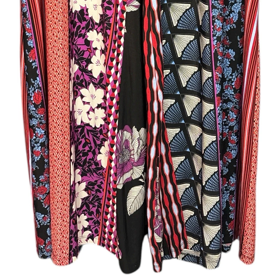 Coco Bianco Palazzo Pants Size Large Boho Patchwork Print Resort Casual Vacation - Image 4 of 4