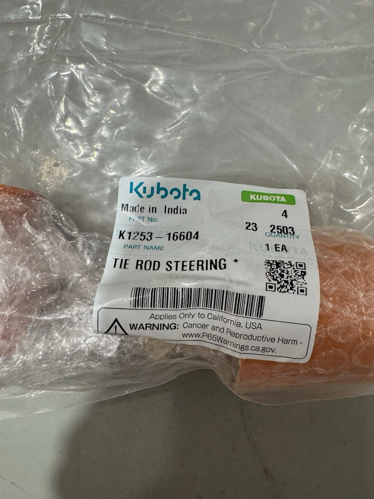 Kubota K1253-16604 Tie Rod Steering Track Rod Brand New Sealed 2