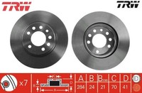 2X Bremsscheibe TRW DF2681 2 Bremsscheiben Vorderachse Vorne FüR Opel FüR Saab