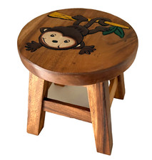 Childrens/Childs/Kids Wooden Stool - Monkey (MON01)