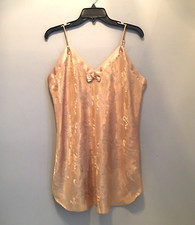 Vintage Y2k Satin Cami Tank Top Women Large Gold Floral Coquette Fairy Lingerie