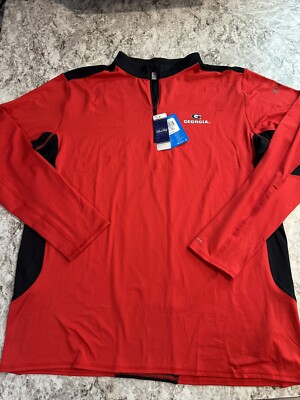 NWT Men’s Columbia 1/4 Zip Pullover Georgia Bulldogs Omni Shade XL Red  Black