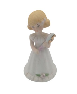 Growing Up Birthday Girls 5 Enesco 3.75'' Celebration Blond Hair Blue Dress 1981