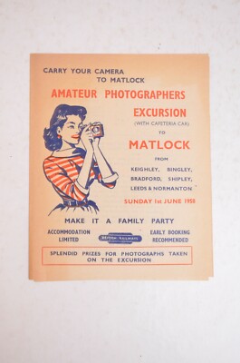 Eisenbahn Handzettel BR Hobbyfotografen Ausflug nach Matlock 1. Juni 1958