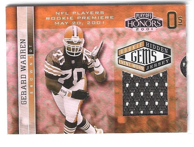 2001 Playoff Honors X's and O's Rookie Hidden Gems Gerard Warren #205 RC #03/10