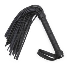 Handle Tassels genuine Leather Whip Flogger Restraints Tawse Queen black tail 42