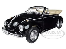 VOLKSWAGEN BEETLE CONVERTIBLE BLACK 1/24 DIECAST MODEL CAR BY WELLY 22091