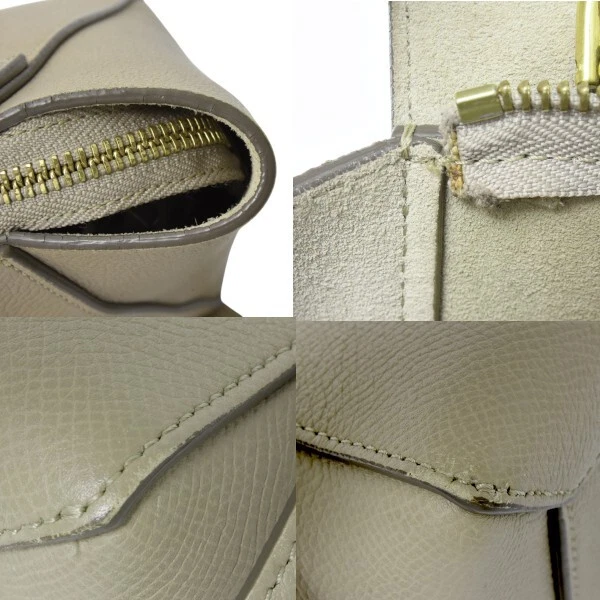 CELINE Borsa Cintura Nano 2WAY Borsa a Tracolla Beige Grana Pelle di Vitello Autentica