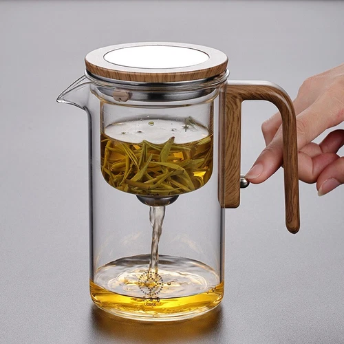 Magnetic Tea Infuser - Heat-Resistant Glass Teapot with Wooden - Picture 1 of 3