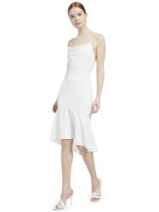 white cowl neck midi dress