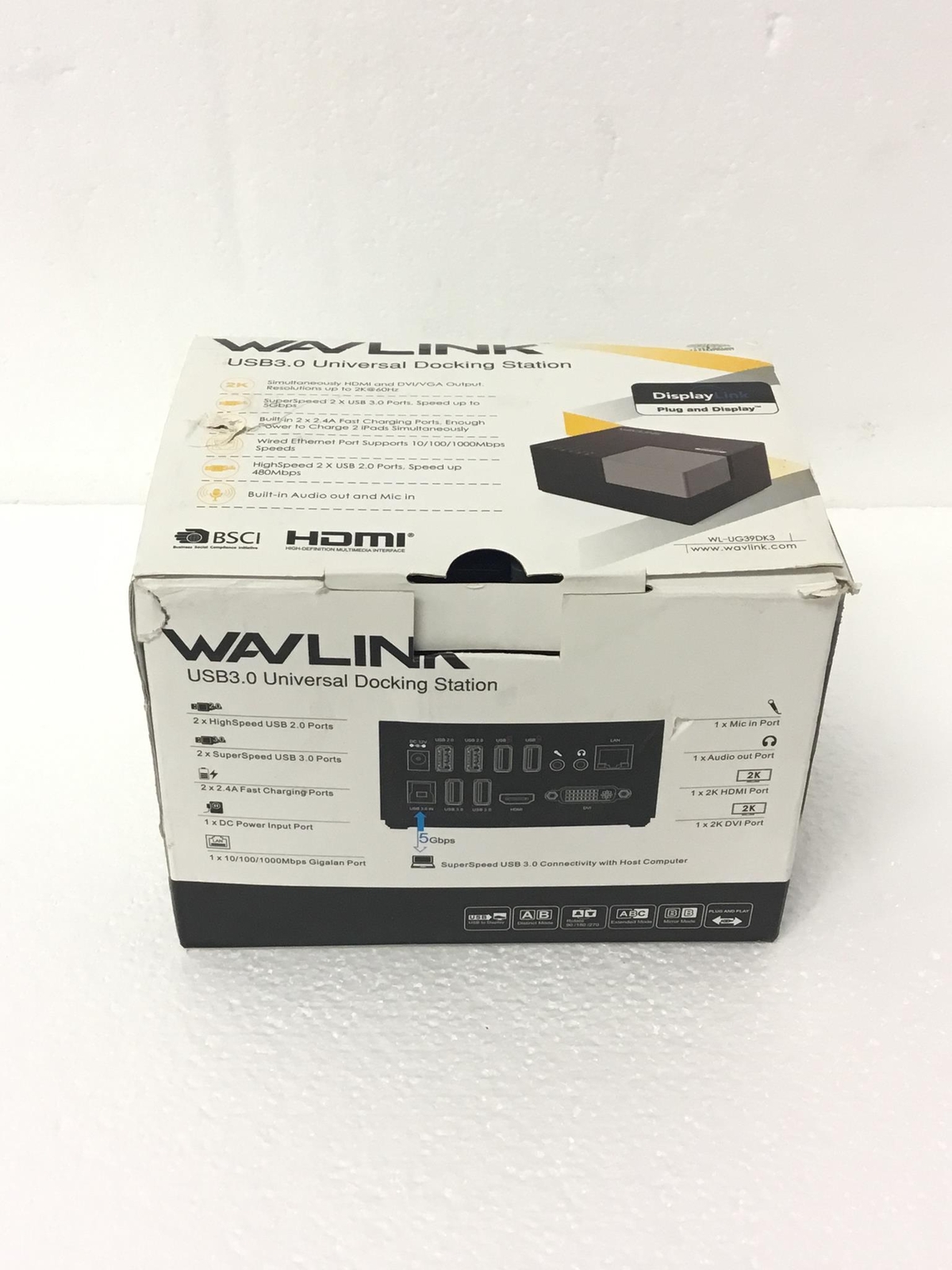 NEW WAVLINK Wl-UG39DK3 USB DVI HDMI Laptop Docking Station w/48W AC Adapter,QTY