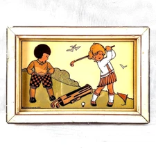 1931 Vintage C & A Richards Reverse Painted Golf Painting