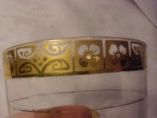 Vintage Juice Glass Panel Side Gold Rim Floral Holds 1 Cup Small Gold Line Used