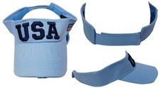 USA Letters Light Blue Acrylic Adjustable Embroidered Visor Cap Hat