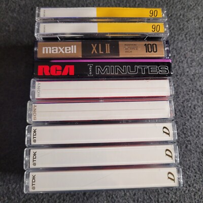 Maxwell Sony TDK RCA High Bias Blank Audio Cassette Tapes Lot Of 9 High Output