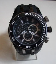 Men's Black Finish Silicone Band Dressy Casual Hip Hop Fashion Watch