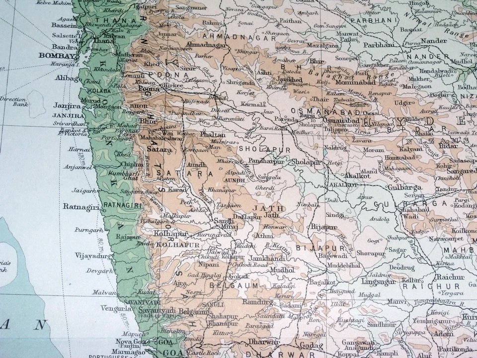 1922 КАРТА ЮЖНОЙ БРИТАНСКОЙ ИНДИИ МУМБАИ БОМБЕЙ МАХАРАШТРА ЦЕЙЛОН ШРИ-ЛАНКА - Изображение 4 из 4