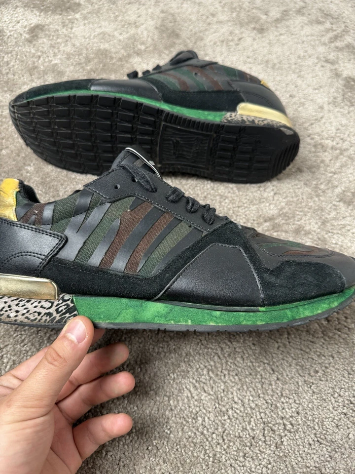 Roberto Cavalli Deportivas Para Hombre Cuero Negro Lona Moda Tenis Zapatos Talla 10 Foto 4 de 4