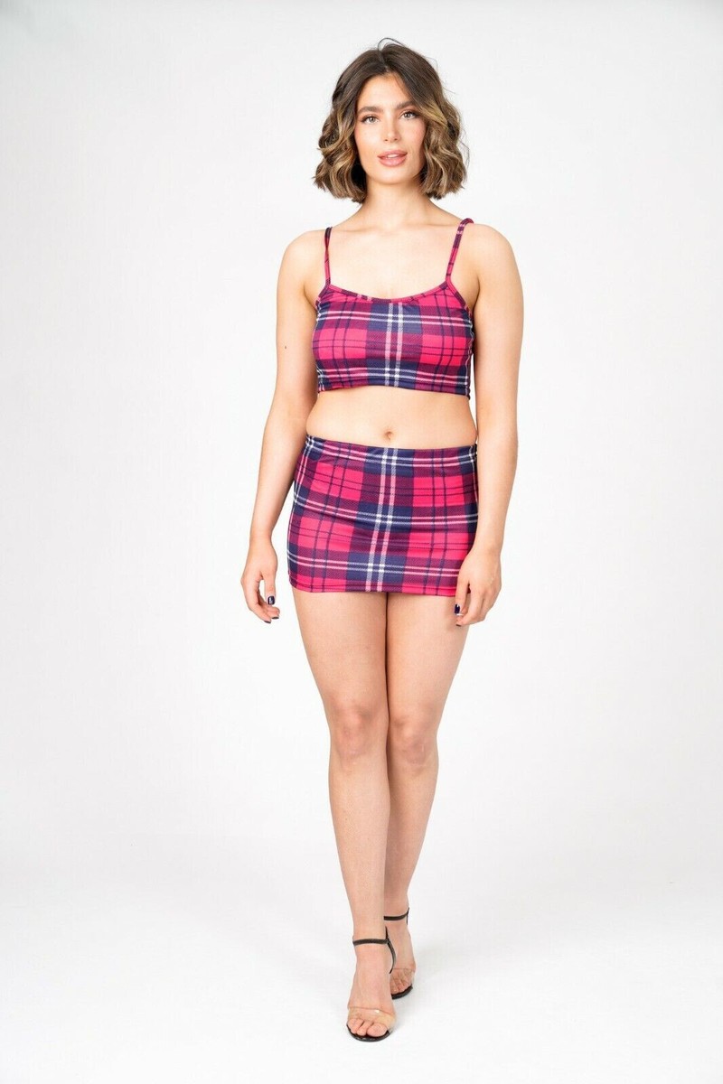 Asos Design Tartan Mini Skirt Topshop Ladies Pink Tartan Co-Ords