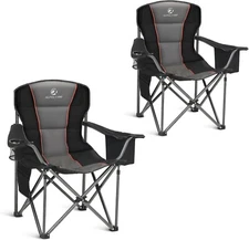 2 Piece Portable Camping Chair Heavy Duty Outdoor Folding Chairs with Cup Holder