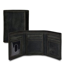 Men's Genuine Leather RFID Blocking Slim Trifold Wallet for Black Oily Hunter