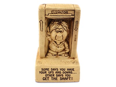 Paula Sculptures Figurine SOME DAYS UPS & DOWNS  Man in Elevator 1972 Vintage