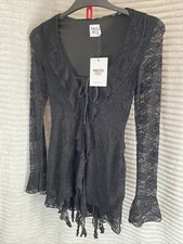 Princess Polly Braun Long Sleeve Black Mini Dress Lace Sexy US 4 UK 8 BNWT