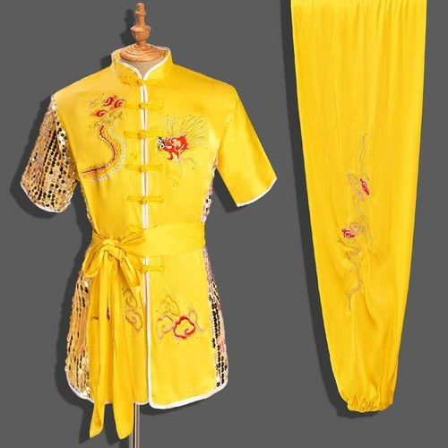 Conjunto de artes marciales uniforme de lentejuelas bordadas dragón de alta calidad Kung Fu Tai Chi - Imagen 12 de 13