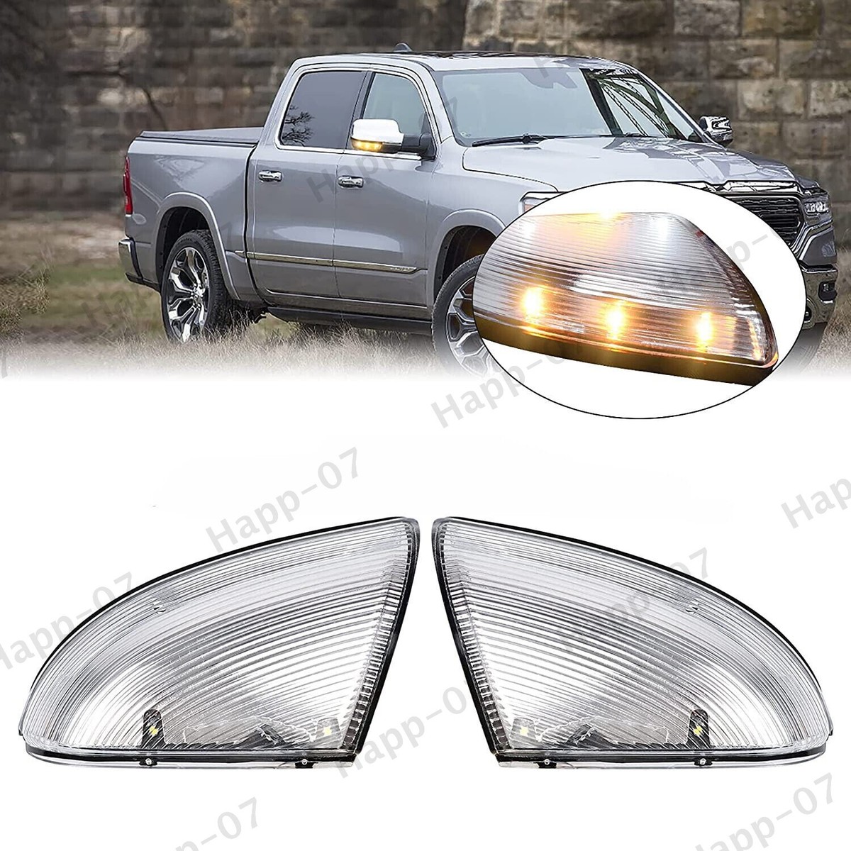 Ram 1500 Tow Mirrors LH RH Front Mirror Turn Signal Puddle Light Lamp For 09-18 - Foto 8