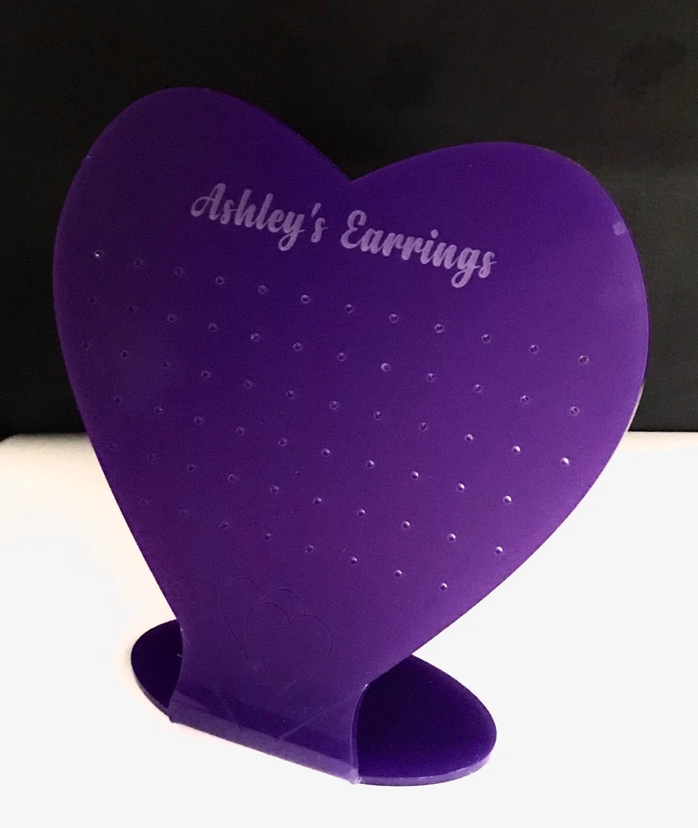 Personalised Earring Stand Display Holder Heart Shaped Acrylic In