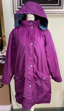VTG LL Bean Coat Womens Full Zip Parka Wool Flannel Lined Purple Jacket USA Made