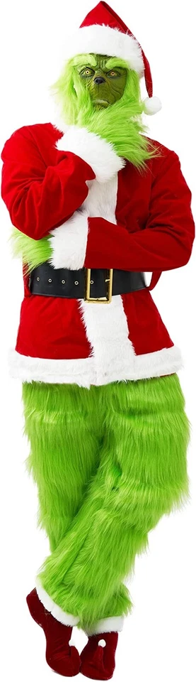 Furry Grinch 7 Piece Costume - Size: Medium - 2XL - USA Shipping - Complete Fit - Image 3 of 4