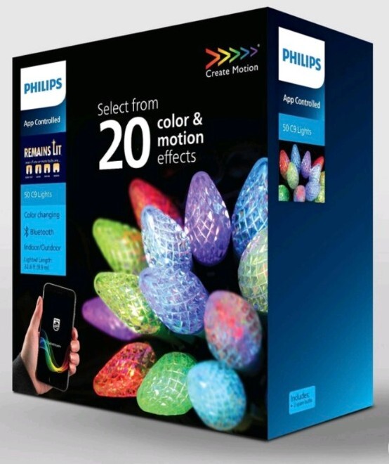 Philips 50ct LED AppControlled Color Changing Motion C9 String Lights