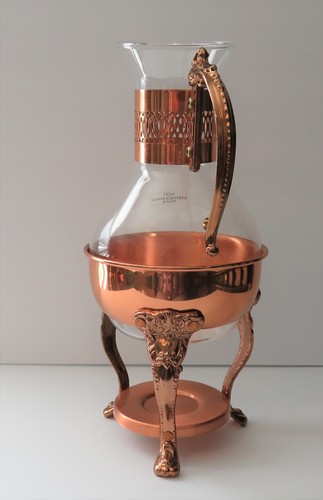 Copper Coffee Tea Pot Carafe Warming Stand w/ Lid Vintage Princess House - Picture 3 of 11