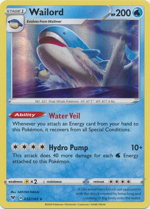 Holo  Wailord - 032/185 Vivid Voltage Rare Pokemon TCG
