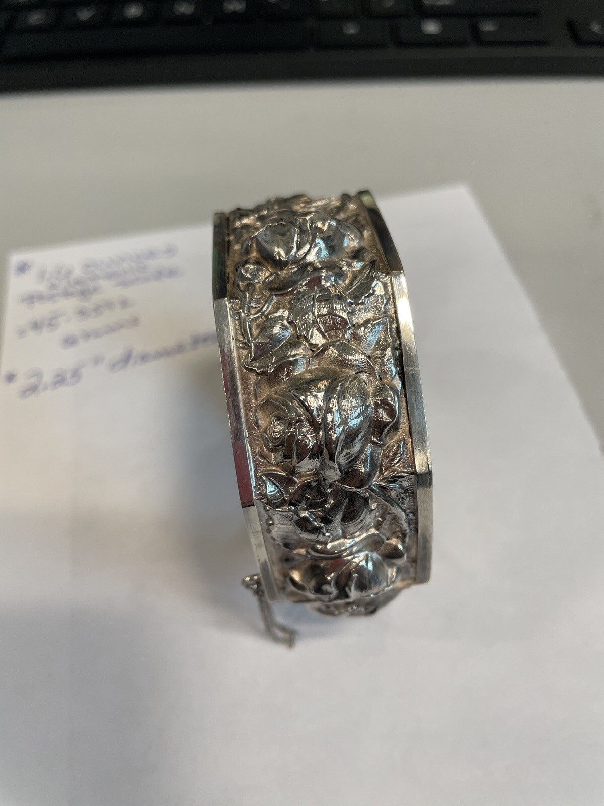 SOLID STERLING SILVER WIDE BANGLE STYLE BRACELET … - image 1