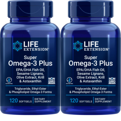 Life Extension Super Omega-3 EPA/DHA Krill/Astaxanthin/Olive Extract 2X120gels