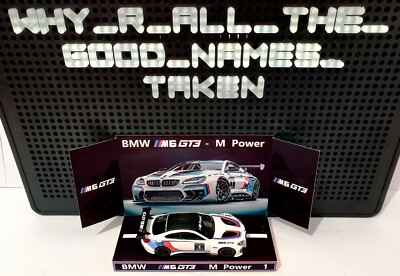 Genuine BMW M6 GT3 Scale 1:64 Model Toy Race Car on Custom Repro