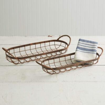 Set of Two Copper Finish Bread Baskets for Serving and Display
