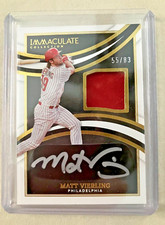 2022 Panini Immaculate Black Prime Patch & Auto Matt Vierling /83 Phillies