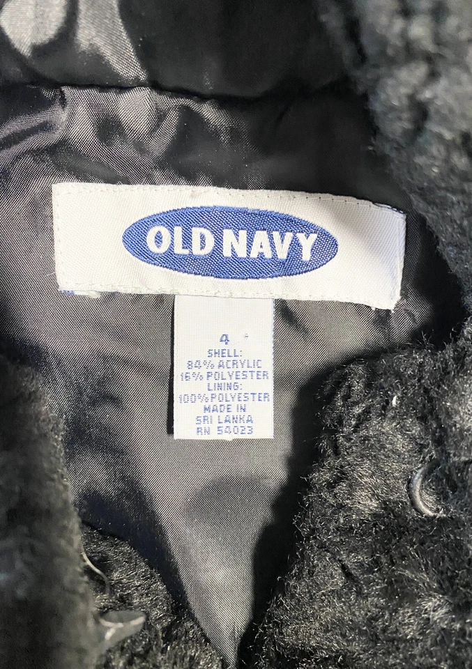 Niñas Antiguo Azul Marino Talla 4 Imitación Piel Negro Sin Mangas Chaqueta Chaleco Abrigo con Capucha Foto 3 de 3